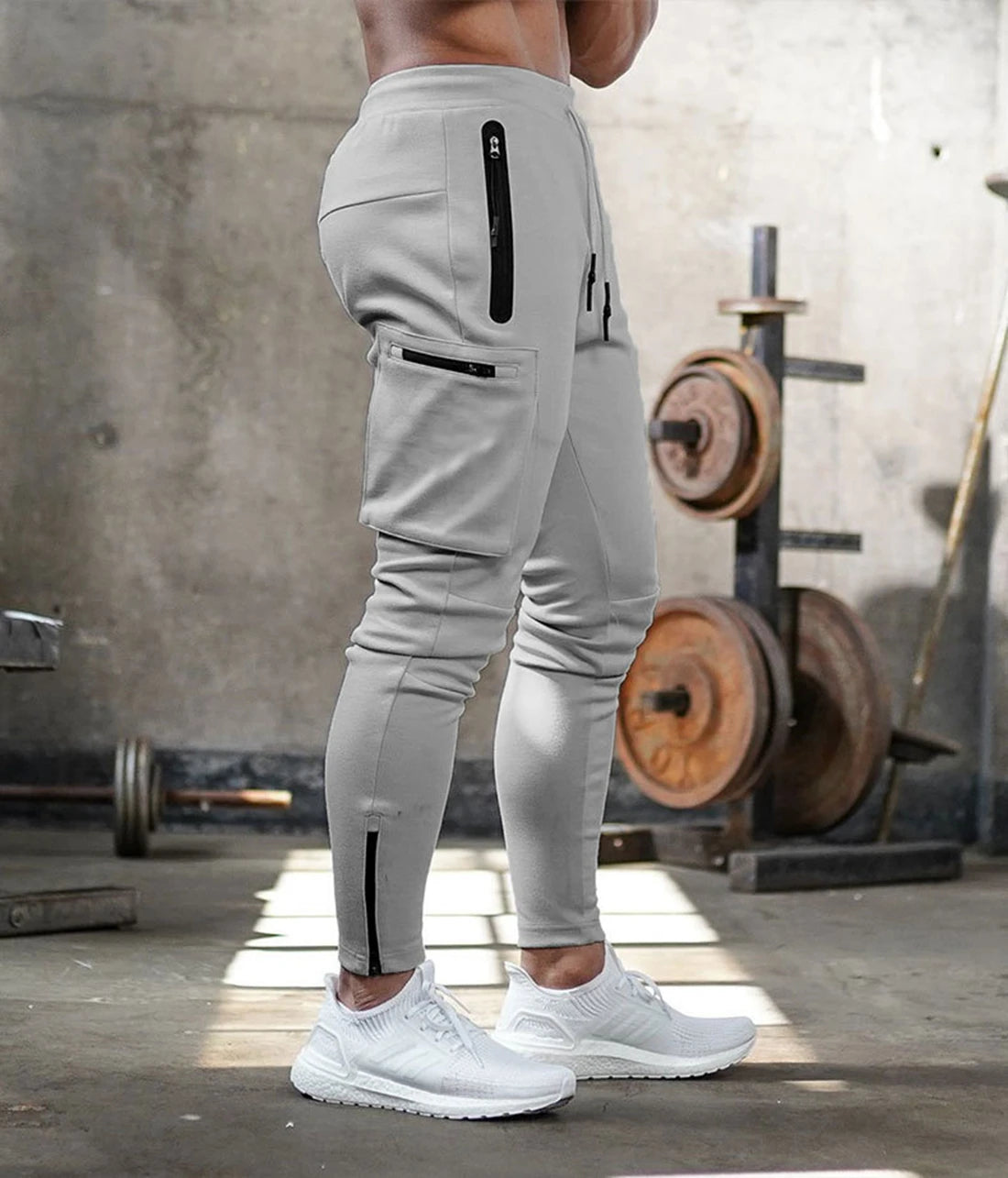 Mens Fitness Leggings Running Jogging Green Pants Joggers Streetwear Multi-pocket Trousers Sport Training Bottoms Sweatpants