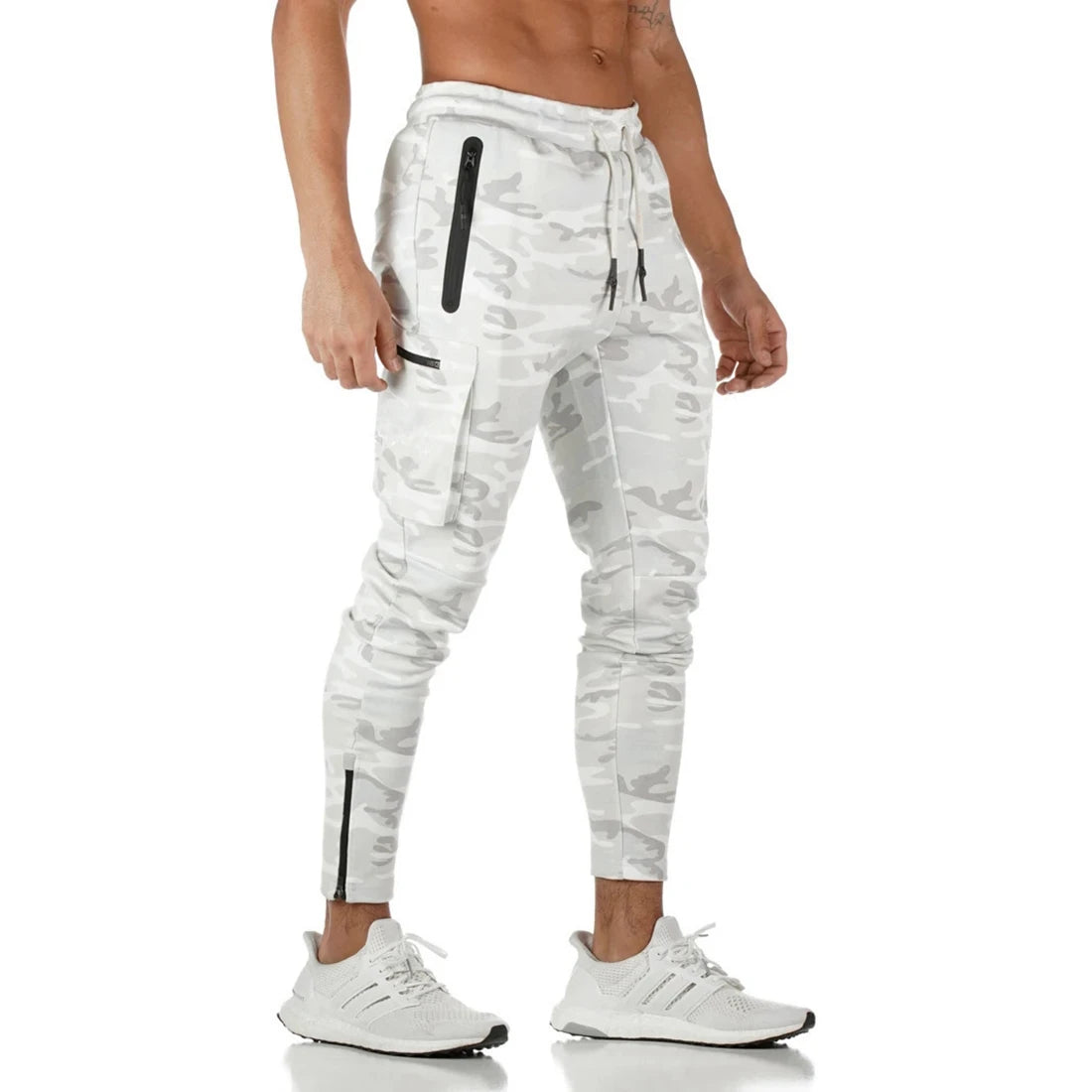 Mens Fitness Leggings Running Jogging Green Pants Joggers Streetwear Multi-pocket Trousers Sport Training Bottoms Sweatpants