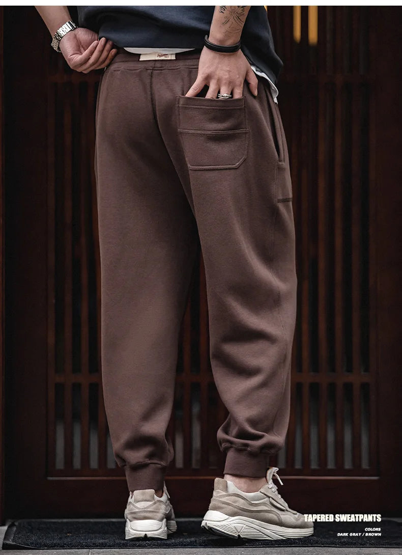 Maden Drawstring Knitted Tapered Sweatpants Men Large Pockets Sports Jogger Pants Dark Gray Casual Training Trousers Tracksuit