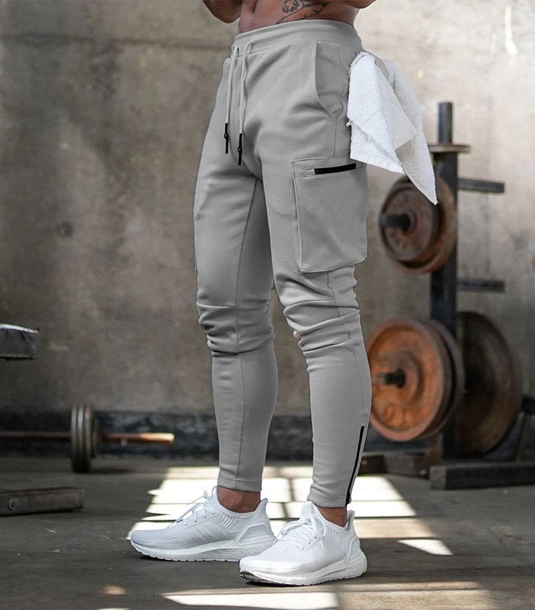 Mens Fitness Leggings Running Jogging Green Pants Joggers Streetwear Multi-pocket Trousers Sport Training Bottoms Sweatpants