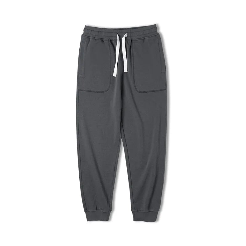 Maden Drawstring Knitted Tapered Sweatpants Men Large Pockets Sports Jogger Pants Dark Gray Casual Training Trousers Tracksuit