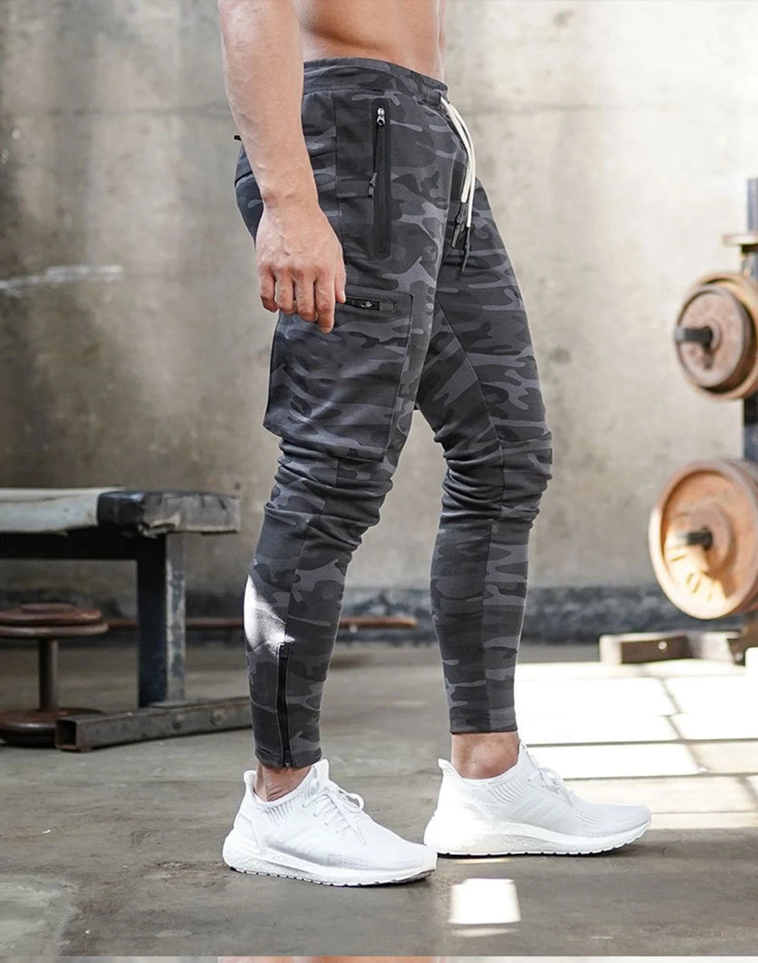 Mens Fitness Leggings Running Jogging Green Pants Joggers Streetwear Multi-pocket Trousers Sport Training Bottoms Sweatpants