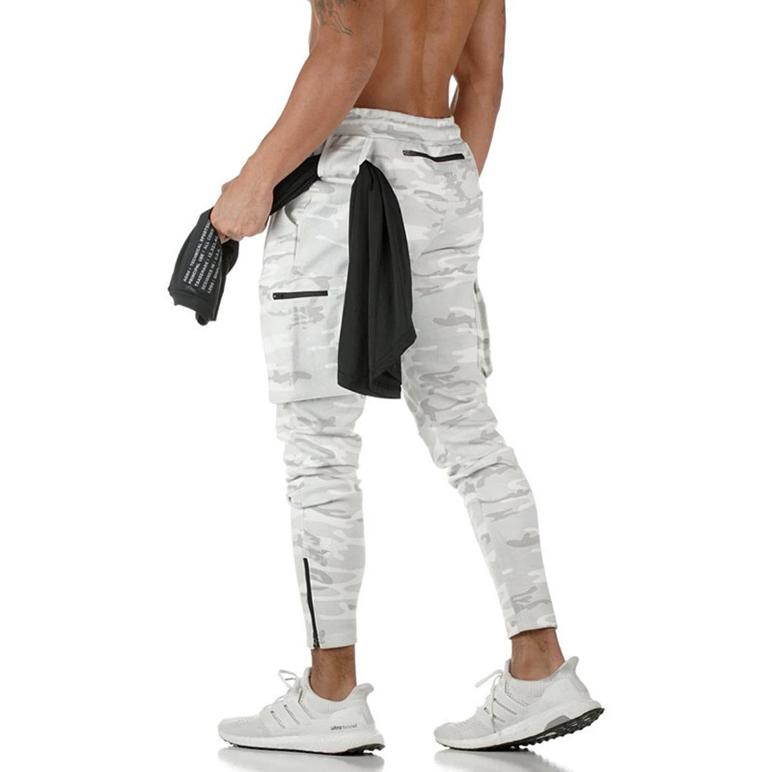 Mens Fitness Leggings Running Jogging Green Pants Joggers Streetwear Multi-pocket Trousers Sport Training Bottoms Sweatpants