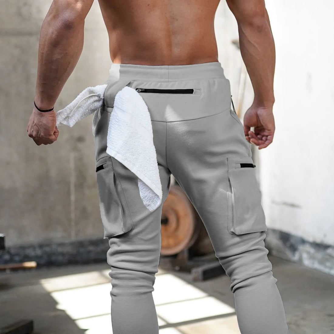 Mens Fitness Leggings Running Jogging Green Pants Joggers Streetwear Multi-pocket Trousers Sport Training Bottoms Sweatpants
