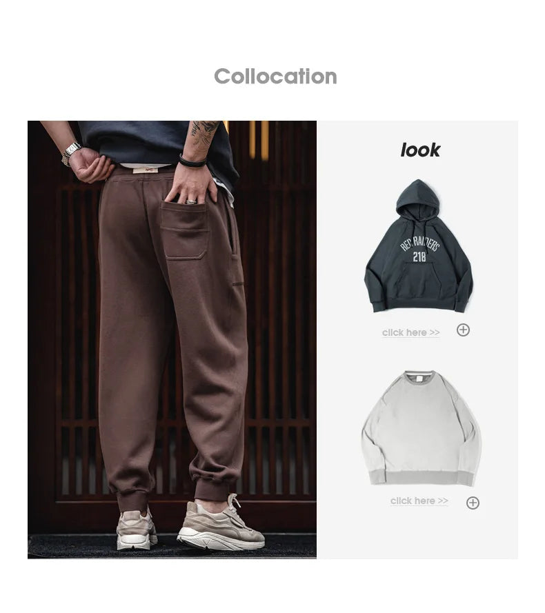 Maden Drawstring Knitted Tapered Sweatpants Men Large Pockets Sports Jogger Pants Dark Gray Casual Training Trousers Tracksuit