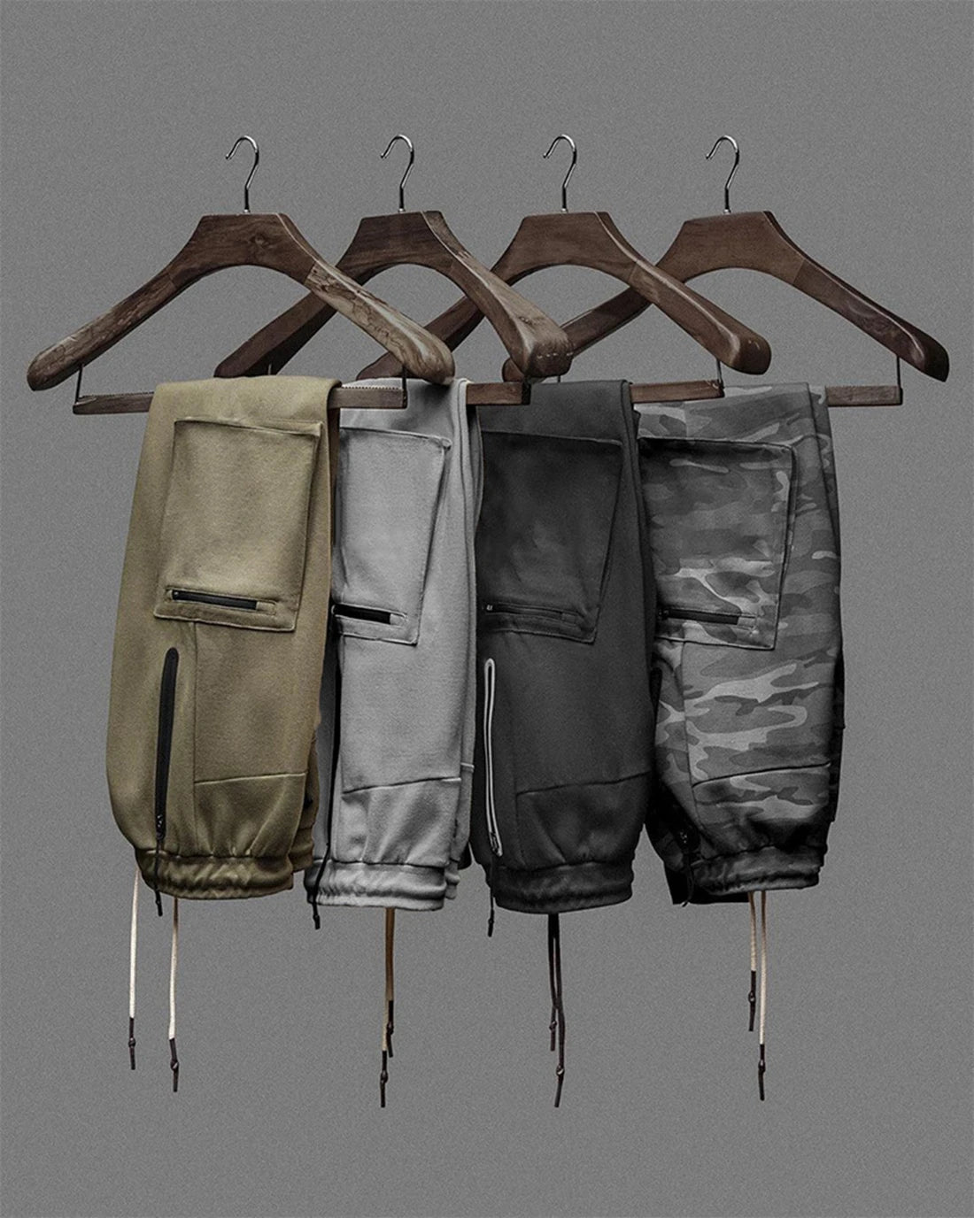 Mens Fitness Leggings Running Jogging Green Pants Joggers Streetwear Multi-pocket Trousers Sport Training Bottoms Sweatpants