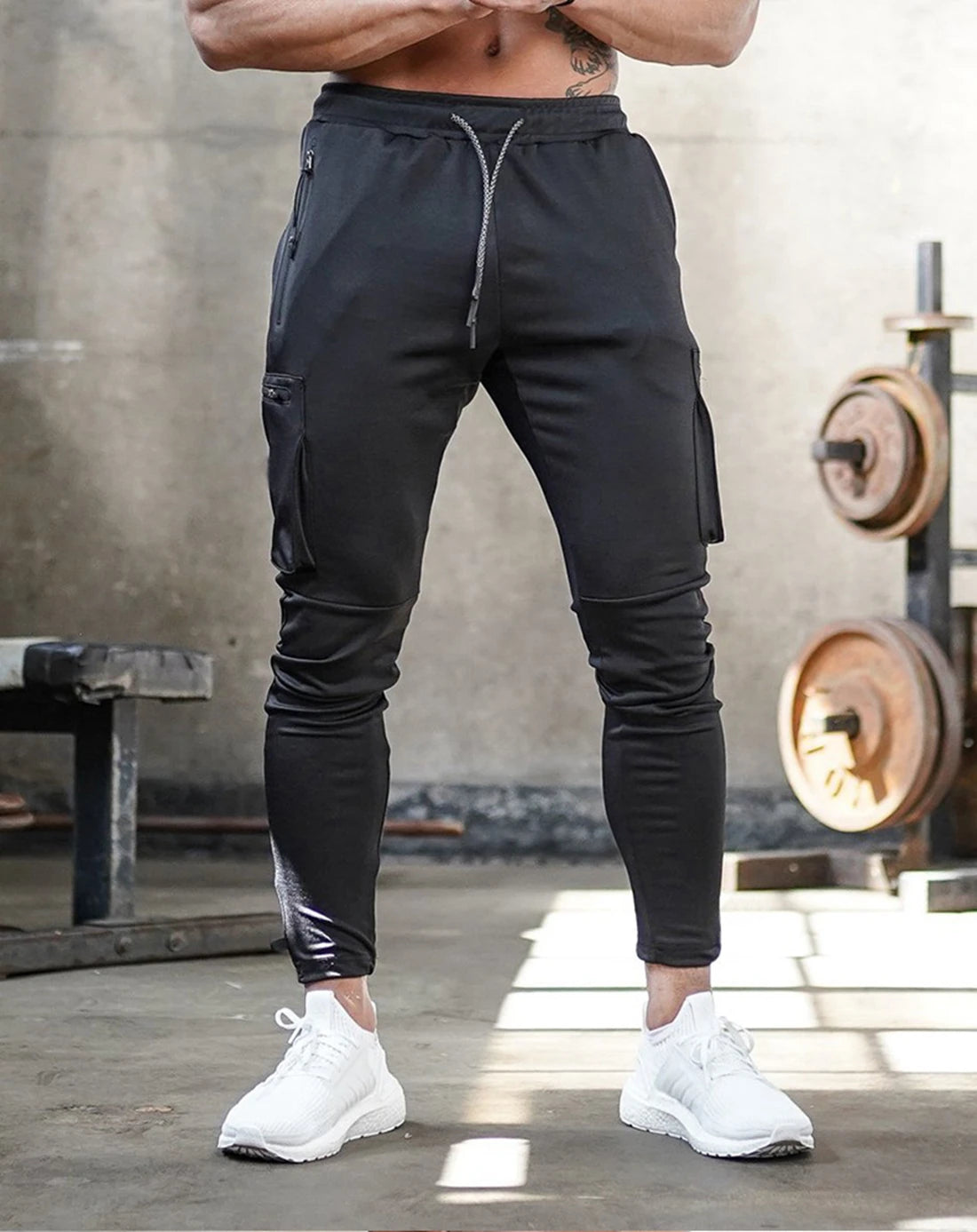 Mens Fitness Leggings Running Jogging Green Pants Joggers Streetwear Multi-pocket Trousers Sport Training Bottoms Sweatpants