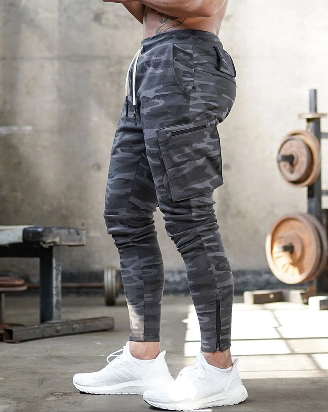 Mens Fitness Leggings Running Jogging Green Pants Joggers Streetwear Multi-pocket Trousers Sport Training Bottoms Sweatpants