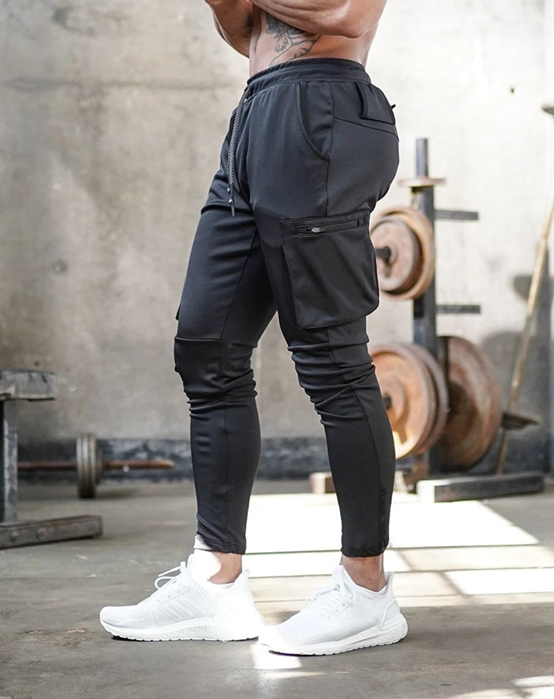 Mens Fitness Leggings Running Jogging Green Pants Joggers Streetwear Multi-pocket Trousers Sport Training Bottoms Sweatpants