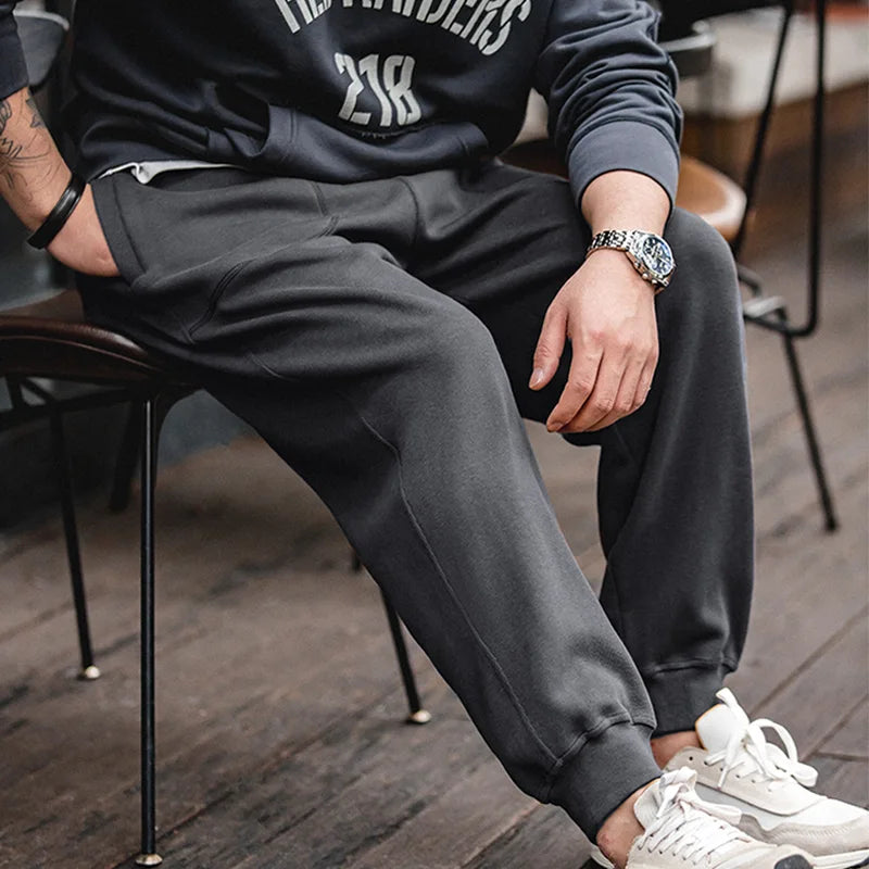 Maden Drawstring Knitted Tapered Sweatpants Men Large Pockets Sports Jogger Pants Dark Gray Casual Training Trousers Tracksuit