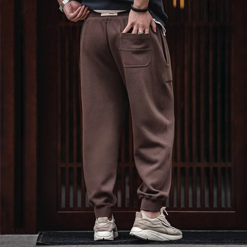Maden Drawstring Knitted Tapered Sweatpants Men Large Pockets Sports Jogger Pants Dark Gray Casual Training Trousers Tracksuit
