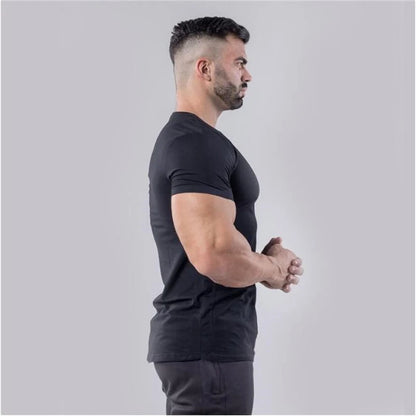 Brand Summer Cotton T-shirt Men V-neck Fashion Design Slim Fit Soild Sports T-shirts Male Tops Tees Short Sleeve T Shirt For Men