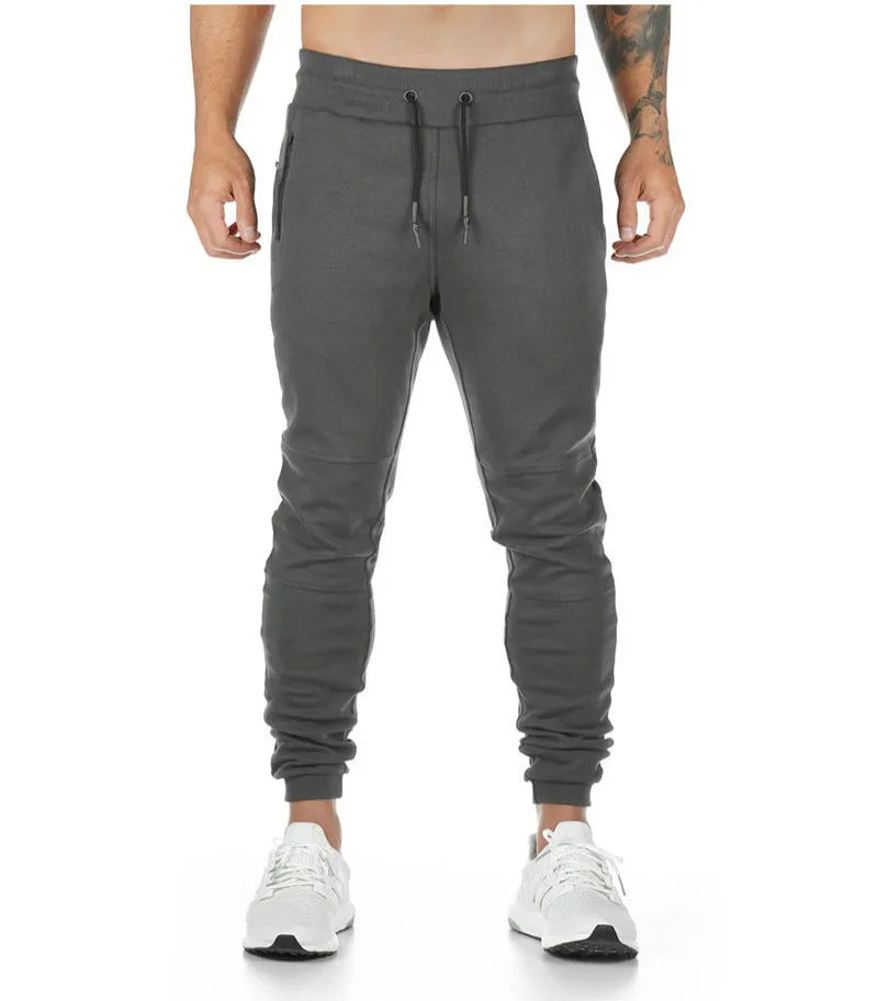 New Cotton Men Sweatpants with Towel Rack and Cell Phone Pocket Running Tights Pants Men Sporting Leggings Workout Pants