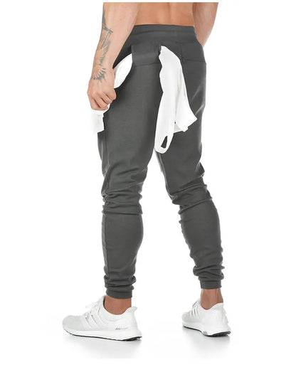 New Cotton Men Sweatpants with Towel Rack and Cell Phone Pocket Running Tights Pants Men Sporting Leggings Workout Pants