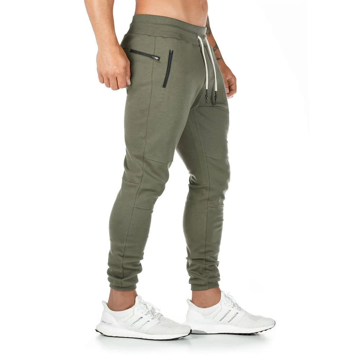 New Cotton Men Sweatpants with Towel Rack and Cell Phone Pocket Running Tights Pants Men Sporting Leggings Workout Pants