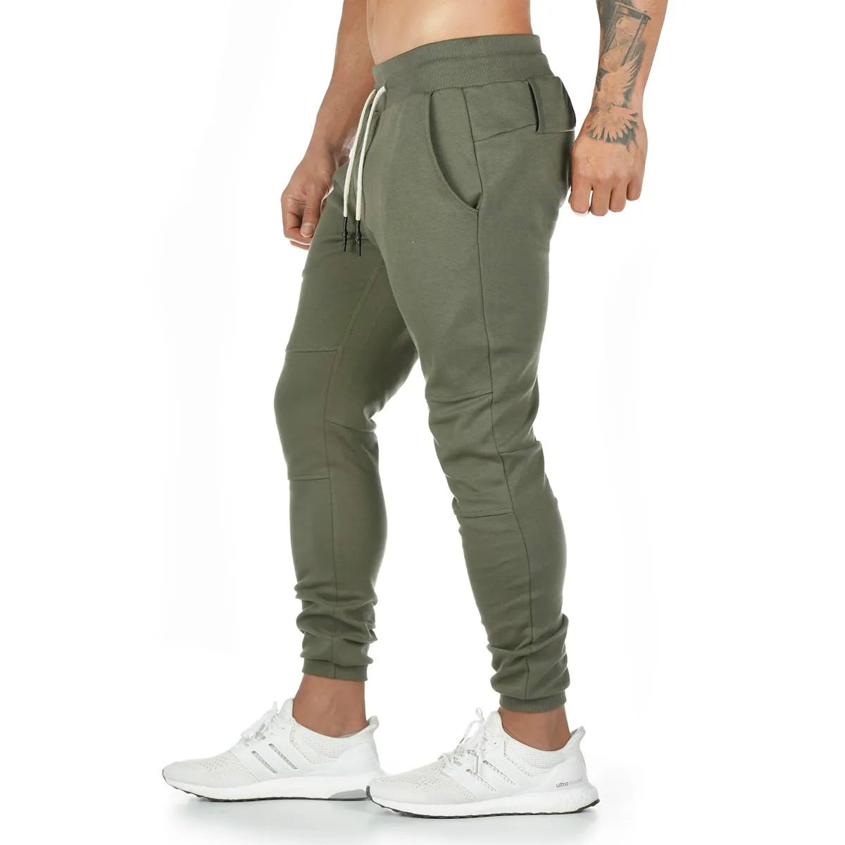 New Cotton Men Sweatpants with Towel Rack and Cell Phone Pocket Running Tights Pants Men Sporting Leggings Workout Pants