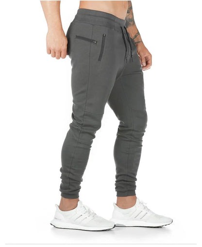 New Cotton Men Sweatpants with Towel Rack and Cell Phone Pocket Running Tights Pants Men Sporting Leggings Workout Pants