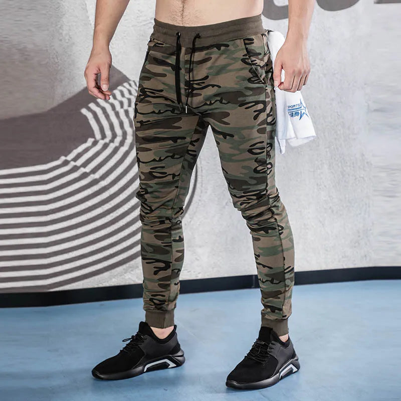 New Cotton Men Sweatpants with Towel Rack and Cell Phone Pocket Running Tights Pants Men Sporting Leggings Workout Pants