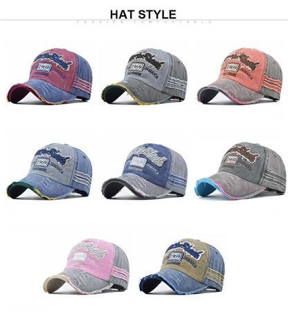 Men Woman's Baseball Caps Adjustable Casual Retro Embroidered 1969 Cotton Sun Hats Unisex Solid Color Outdoor Visor Fitted Hats