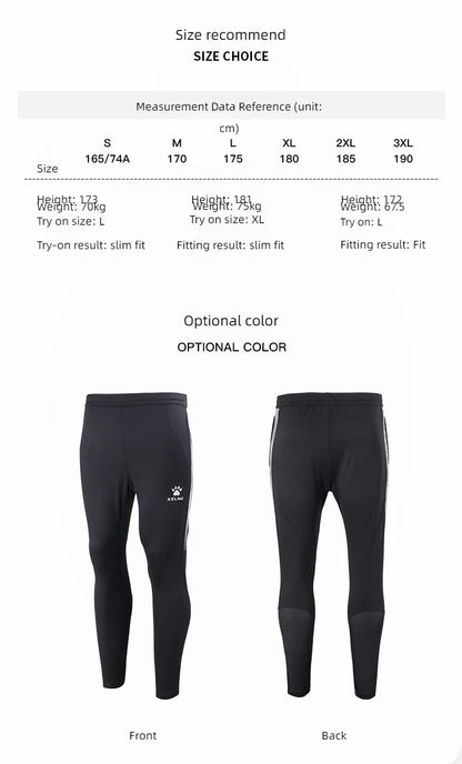 KELME football training pants men fall and winter running workout exercise pants breathable fleece lined skinny pants