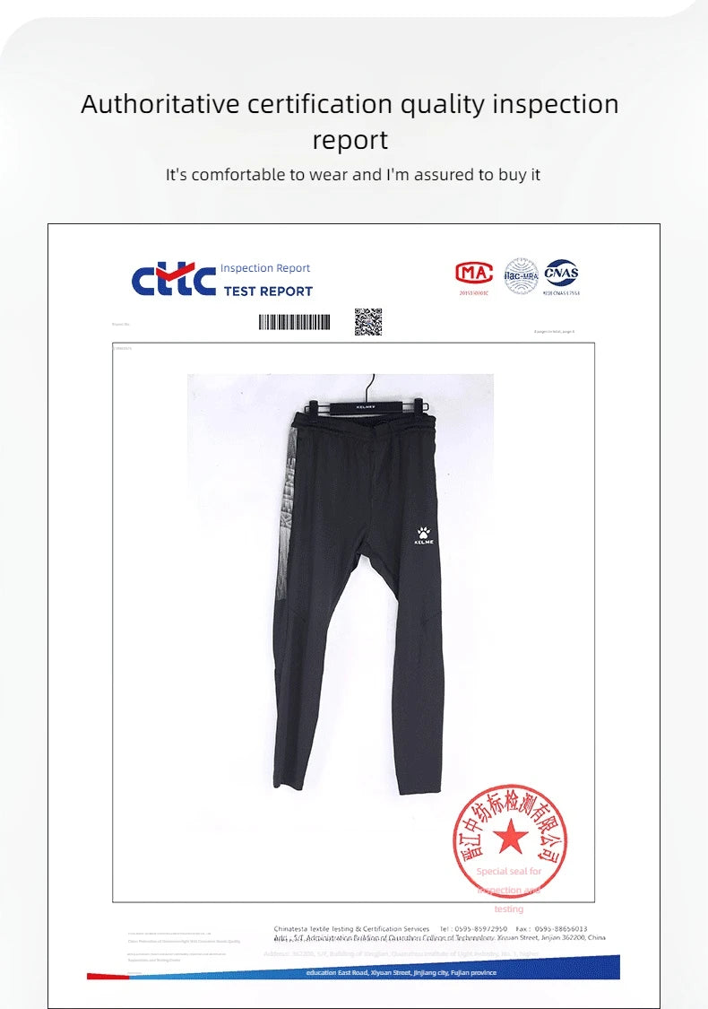 KELME football training pants men fall and winter running workout exercise pants breathable fleece lined skinny pants
