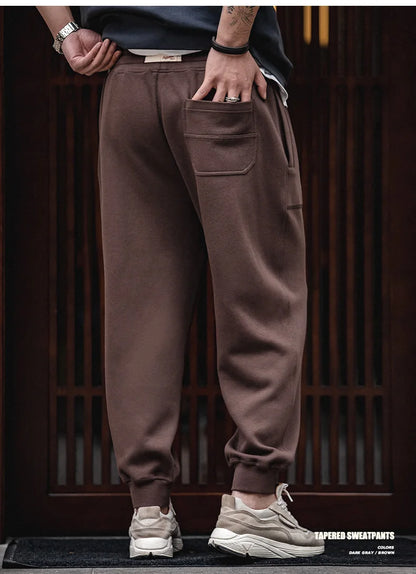 Maden Drawstring Knitted Tapered Sweatpants Men Large Pockets Sports Jogger Pants Dark Gray Casual Training Trousers Tracksuit