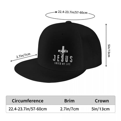 Christian Jesus Saved My Life Cross Snapback Hats for Men Baseball Cap Adjustable Flat Bill Trucker Dad Gift,Husband,Boy Friend