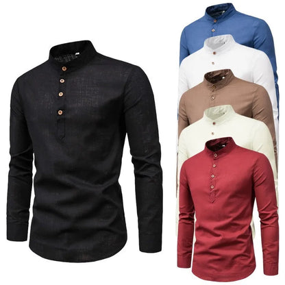 Men's Solid Casual Slim-Fitting Business Shirt