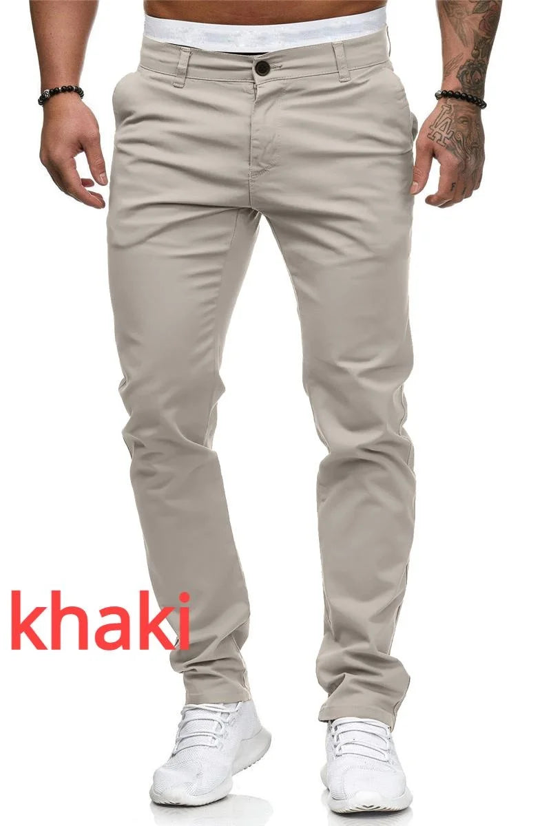 Mens Fashion Casual Simple Skinny Long Trouser