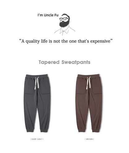 Maden Drawstring Knitted Tapered Sweatpants Men Large Pockets Sports Jogger Pants Dark Gray Casual Training Trousers Tracksuit