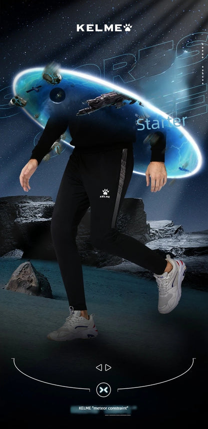 KELME football training pants men fall and winter running workout exercise pants breathable fleece lined skinny pants