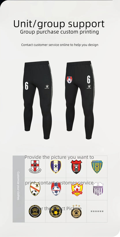 KELME football training pants men fall and winter running workout exercise pants breathable fleece lined skinny pants