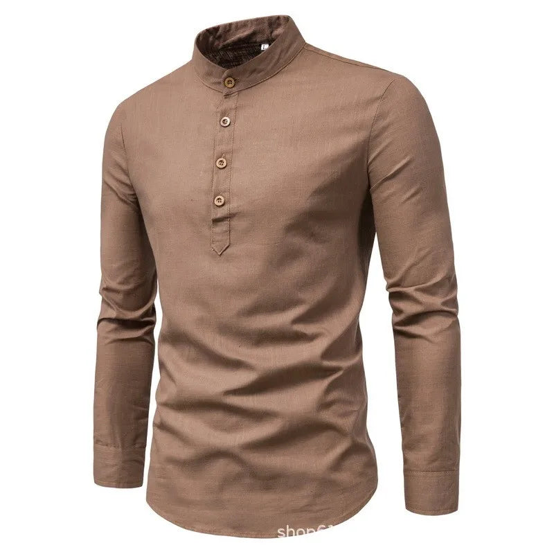 Men's Solid Casual Slim-Fitting Business Shirt