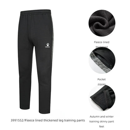 KELME football training pants men fall and winter running workout exercise pants breathable fleece lined skinny pants