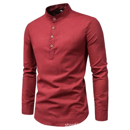 Men's Solid Casual Slim-Fitting Business Shirt