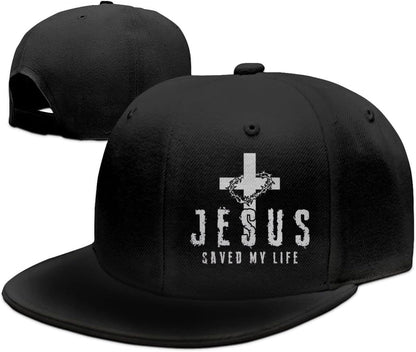 Christian Jesus Saved My Life Cross Snapback Hats for Men Baseball Cap Adjustable Flat Bill Trucker Dad Gift,Husband,Boy Friend