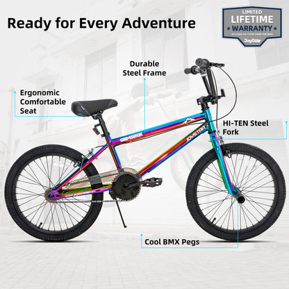 JOYSTAR 20 Inch Kids BMX Bike for Boys Girls Ages 7-12 Years, 20" Kids Bikes for Beginner,Dual Hand Brakes, 2 Pegs,