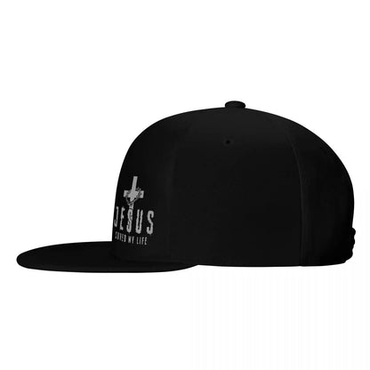 Christian Jesus Saved My Life Cross Snapback Hats for Men Baseball Cap Adjustable Flat Bill Trucker Dad Gift,Husband,Boy Friend