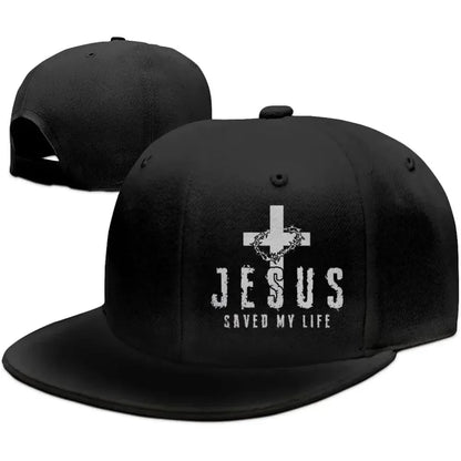 Christian Jesus Saved My Life Cross Snapback Hats for Men Baseball Cap Adjustable Flat Bill Trucker Dad Gift,Husband,Boy Friend