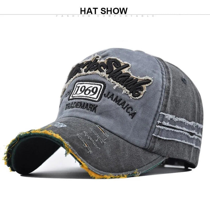 Men Woman's Baseball Caps Adjustable Casual Retro Embroidered 1969 Cotton Sun Hats Unisex Solid Color Outdoor Visor Fitted Hats